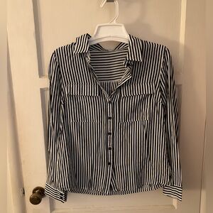 Fashion Nova Monochrome Striped Office Top